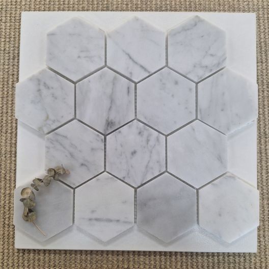 Hexagon Bianco Carrara Hon Marble 70mm
