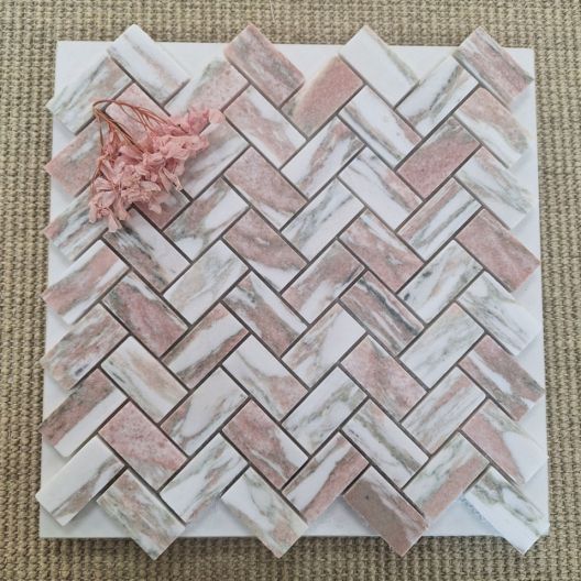 Pink Norwegian Herringbone Mosaic HON